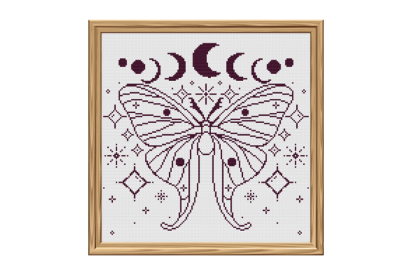 Celestial Moth: A Magical Cross Stitch Design