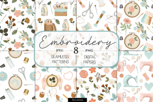 Charming Embroidery Seamless Patterns for Gifts