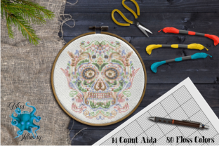 Counted Cross Stitch Sugar Skull for Apparel