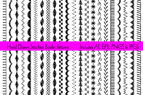 Hand Drawn Embroidery Stitches for Borders